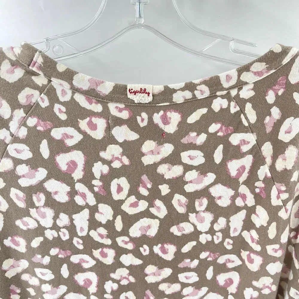 Tigerlily stretch cotton modal leopard print animal tunic mini dress sweatshirt